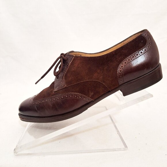 Women’s Salvatore Ferragamo FERRARA ? Oxfords Shoes 5.5 B Brown Wingtip - Picture 2 of 10